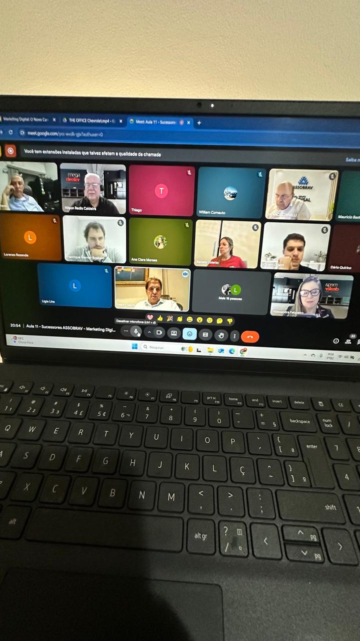 Aula online para participantes da ASSOBRAV em chamada de vídeo